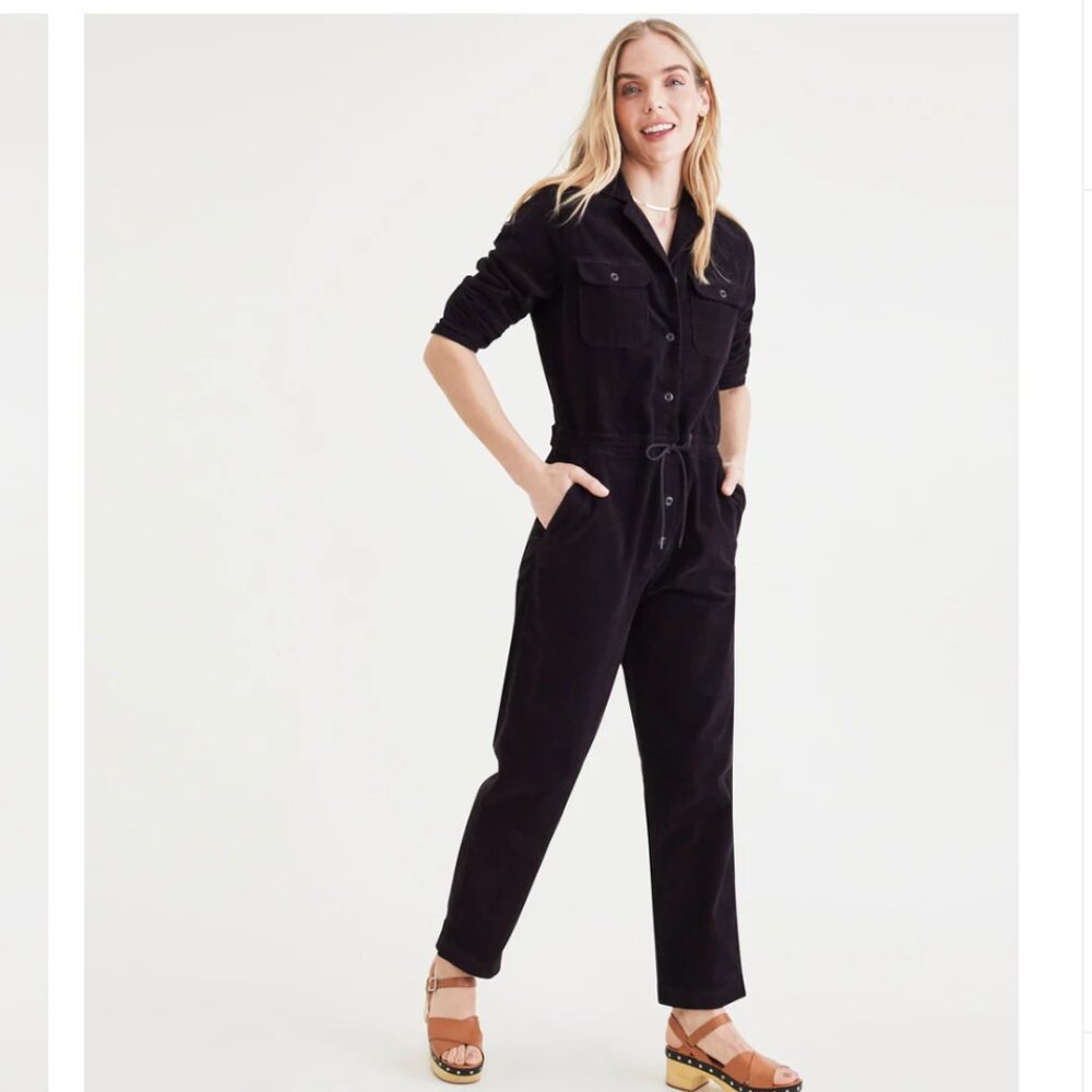 NWT DOCKERS LONG SLEEVE CORDUROY Jumpsuit Black